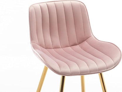Sidanli Pink Bar Stools Set of 2, Velvet Counter Stools with Footrests, 24” Armless Counter Height Chairs for Bar, Kitchen, Living Room