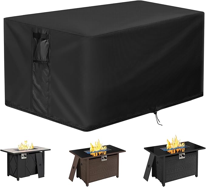 Fire Pit Cover Rectangle,48 Inch Rectangular Firepit Covers,Waterproof Gas Fire Pit Table Cover, Heavy Duty Cover for Outdoor Fireplace/Patio Propane Firepit - 48 x 36 x 24 Inch