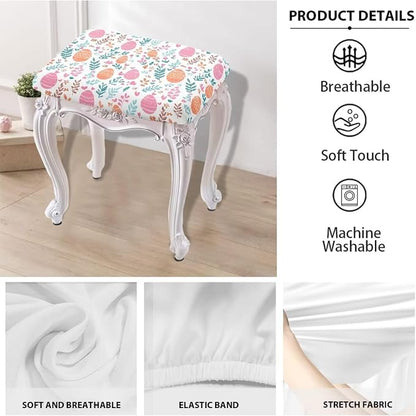 Easter Colorful Eggs Bar Stool Seat Covers Rectangle Stool Covers 2pcs Bench Covers Slipcover Rectangle Stretch Counter Height Bar Stools Slipcovers Counter Stool Covers Saddle Seat Cover