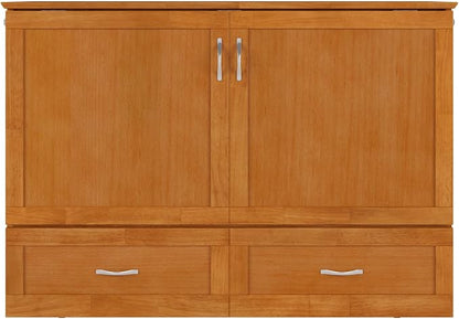 AFI Hamilton Full Murphy Bed Chest with Mattress, Storage, and Built-in Charger in Light Toffee