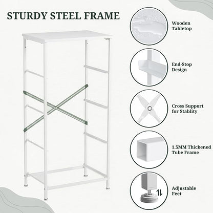 4 Drawers Dresser for Bedroom, Fabric Storage Tower Organizer with Wooden Top and Steel Frame, Tall Chest of Drawers for Closet, Entryway, Dorm, Ivory White