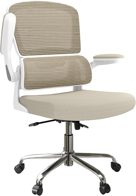Logicfox Office Chair, Ergonomic Desk Chair - Thick Cushion Adjustable Height Computer Chair with Lumbar Support and Flip-up Armrests, Home Office Desk Chairs, Swivel Executive Task Chair