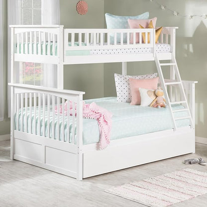 AFI, Columbia Ladder Bunk Bed Twin Over Full with Twin Trundle, White