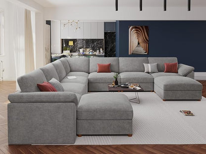 EASE MOOSE Oversized Sectional Modular Sofa,Comfortable Modern U Shape Sectional Couch Wide Deep seat Sectional Sofa,Grey