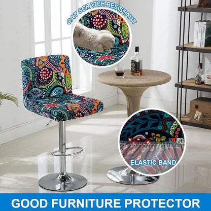 Levoberg Bar Stools Cover Set of 2 Printed Armless Swivel Barstools Slipcovers with Backs Stretch Square Counter Height Bar Stools Covers Mid Low Back Chair Cover for Kitchen Dining Room