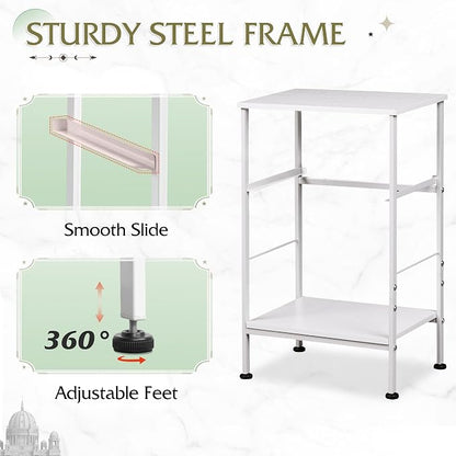 WLIVE Small White Nightstand with Drawer, Fabric Bedside Table, 25.03'' H | Night Stand with Wood Open Shelf, Small Bed Side Table for Bedroom, Dorm, Small Space, Easy Assembly