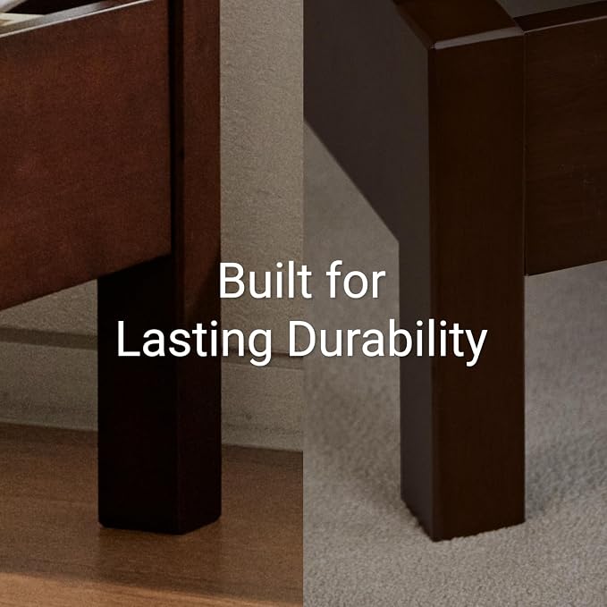 LIFEMENT Full Bed Frame Signature Wood Platform, Noise Free, Under Bed Storage, No Box Spring Needed, Easy Assembly, Walnut