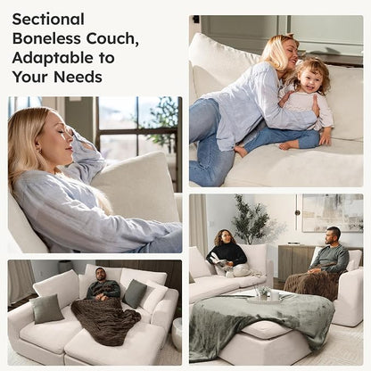 Oversized Modular Sectional Sofa, Boneless Cloud Couch with L-Shaped Chaise, Upholstered Deep Seat Comfy Couch for Living Room, No Assembly | for Living Room