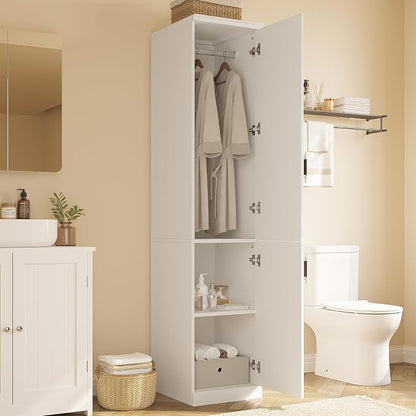 MEISSALIVVE Armoire Wardrobe Closet with 2 Door & Shelves, 74.8" Large Wardrobe Cabinet with Hanging Rod, Freestanding Modern Bedroom Armoire Storage Cabinet, White