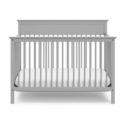 Storkcraft Carmel 5-in-1 Convertible Crib - GREENGUARD Gold Certified, Converts to Toddler Bed & Full-Size Bed, Fits Standard Full-Size Crib Mattress, 4 Adjustable Mattress Heights (Pebble Gray)