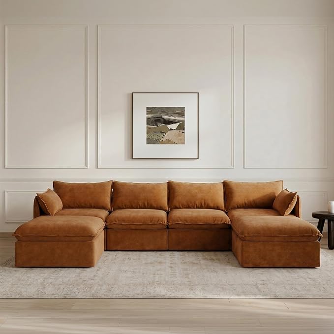 Cloud Modular Sectional Sofa, Oversized Deep Seat Comfort, Luxe Chenille | Fully Removable Washable Covers, Memory Foam Seat Cushions, Storage Ottoman, Premium Fabric