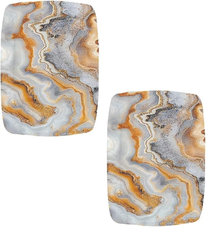 Marble Print Bar Stool Seat Covers Rectangle 2 Pack Stool Covers Rectangular Vanity Chair Cover Saddle Bar Stool Covers Barstool Covers Slipcovers with Nonslip Elastic Bottom