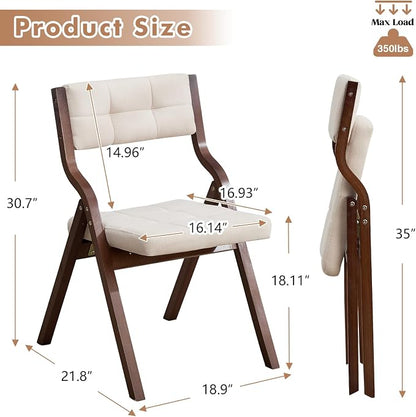 6-Pack Folding Dining Chairs with Cushion,Padded Foldable Dining Chairs,Portable Wooden Folding Chairs for Dining Rooms Kitchen Wedding and Party Indoor Walnut Beige