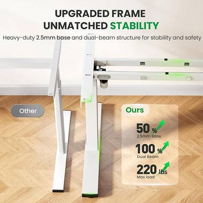SIAGO Electric Standing Desk Adjustable - 60x28 Inch Sit Stand Desk with 1 Inch Thick Tabletop, Double Beam Frame, 3 Memory Height Adjustment, Cable Management for Home Office