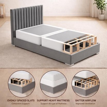 Treaton, 8-Inch Sturdy Wood Box Spring for Mattress Support - Durable and Fully Assembled, Natural Wood Foundation for Twin XL, White