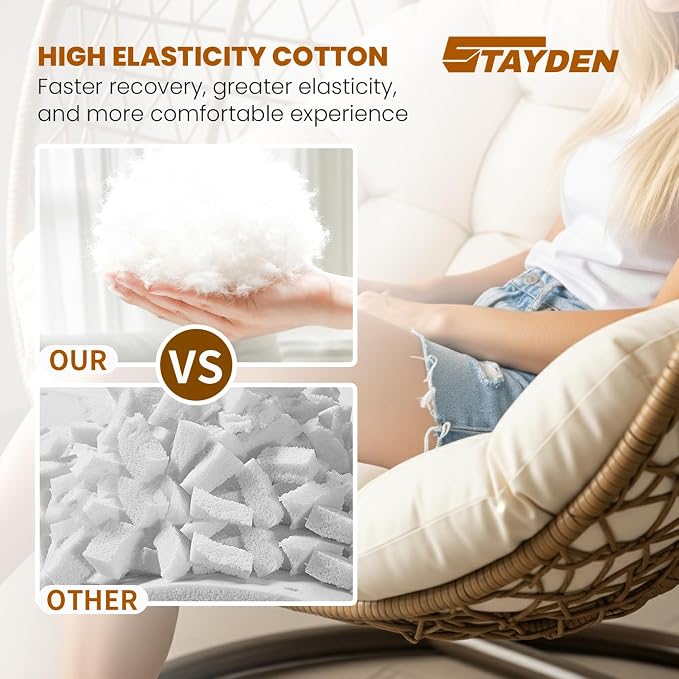 Egg Chair Cushion Replacement Outdoor Hanging Chair Cushion for Patio Furiture Hammock Swing Cushion 47x35x6 Inches (White)