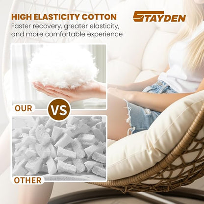 Egg Chair Cushion Replacement Outdoor Hanging Chair Cushion for Patio Furiture Hammock Swing Cushion 47x35x6 Inches (White)