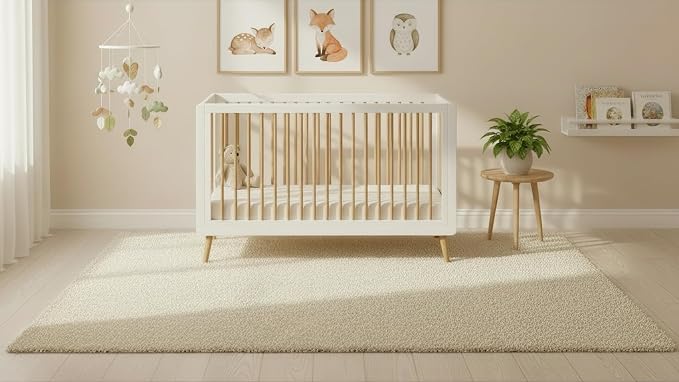 Tatum 3-in-1 Convertible Crib, White/Natural Finish, Solid Wood, Adjustable Mattress Height, Converts to Toddler Bed & Daybed, Fits Standard Full-Size Crib Mattress