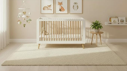 Tatum 3-in-1 Convertible Crib - Included Toddler Guard Rail, White/Natural Finish, Adjustable Mattress Height, Converts to Toddler Bed & Daybed, Fits Standard Full-Size Crib Mattress