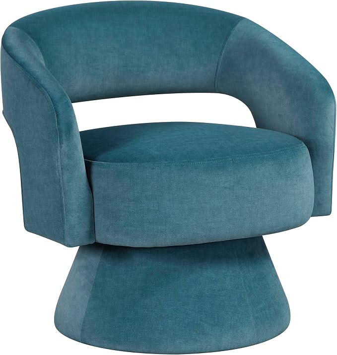 Lexicon 360 Degree Swivel Accent Chair, Modern Comfy Velvet Round Barrel Chair, Open Back, Plush Foam Cushions, Metal Swivel Base for Living Room/Bedroom/Office/Small Spaces, Dark Teal