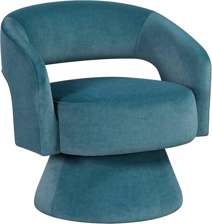 Lexicon 360 Degree Swivel Accent Chair, Modern Comfy Velvet Round Barrel Chair, Open Back, Plush Foam Cushions, Metal Swivel Base for Living Room/Bedroom/Office/Small Spaces, Dark Teal