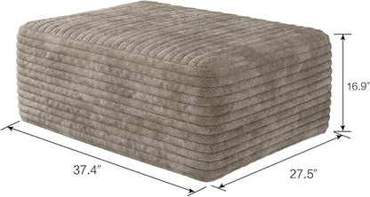 107" U Shaped Cloud Corduroy Couch with Ottoman, Comfy Sectional Boneless Couches for Living Room Bedroom, Deep Seat Sleeper Compression Sofa, No Assembly, Left Facing Chaise, Camel