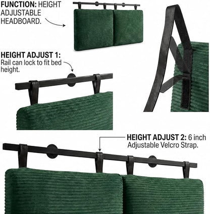 Queen Headboard only, Wall Mounted Headboard for Adjustable Bed, Hanging Head Board for Queen Size Bed Upholstered Headboard Cabeceras De Cama for Bedroom, Dorm, Guest Room, Green