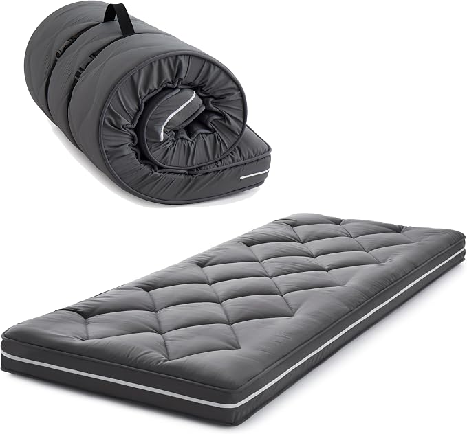 Jamdok 4Inch Small Single Floor Mattress,3-Layer Structure Cot Mattress Topper,Gel Memory Foam,Removable Thickened Cover,Portable Roll Up Sleep Pad(72X24X4“)