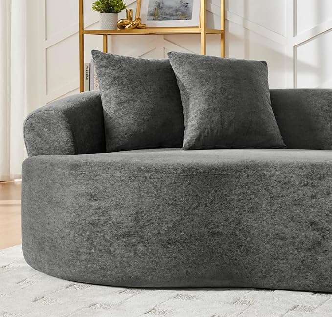 Curved Boneless Sofa Couches 4-Seat Tight Backrest Couch for Living Room Bedroom, Boneless Cloud Sofa with 4 Pillows, Floor Sofa in A Box No Assembly Required
