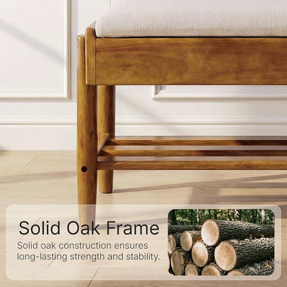YEPDIN 2 Tier Shoe Rack Bench with Flip-Top Storage,39.3" Solid Wood Shoe Rack Bench with Chenille Cushion,for Entryway, Hallway,Living Room, Bedroom, Closet