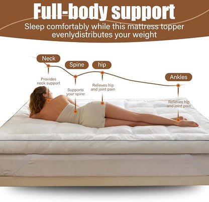 4 Inch Memory Foam Mattress Topper Full for Back Pain Relief, Extra Soft Pillow Top Mattress Topper, 2000GSM Fluffy Shredded Memory Foam Filled