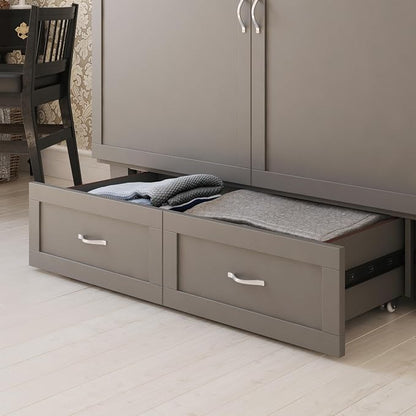 AFI, Monroe Queen Murphy Bed Chest with 6" Mattress, Storage Drawer & Built-in USB Charger, Grey