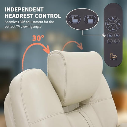 EONIX Triple Motor Lay Flat Power Lift Recliner Chair for Elderly with Adjustable Headrest, 400lbs Electirc Lift Chair for Living Room, Lumbar Pillow, Extended Footrest, Cream White