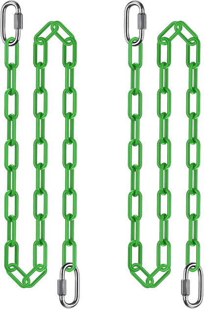 SELEWARE 2 Pack 80 Inch Hanging Swing Chain with 4 Carabiners, 1000LB Capacity Plastic Coated Hanging Chains, Hammock Hardware Kit for Swing, Hanging Chair, Punching Bags, Indoor Outdoor Gym (Green)