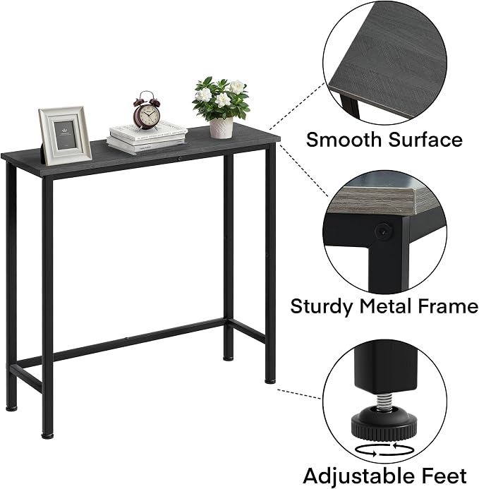 Narrow Console Table, 29.5" Small Entryway Table, Thin Hallway Tables, Slim Sofa Side Tables for Hallway, Living Room, Bedroom, Foyer, Dark Slate Grey