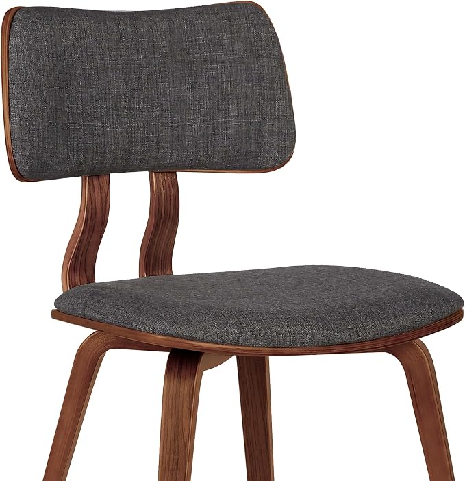 Armen Living Jaguar Dining Chair in Charcoal Fabric and Walnut Wood Finish,Charcoal/Walnut Finish 20D x 18W x 29H in