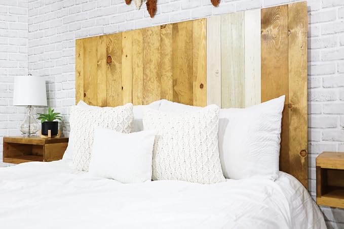 Barn Walls Boho Euro Mix Signature Design, Multicolored Solid Wood Headboard, Floating Panels, Wall Mount, Adjustable Height, Easy Assembly, King Size