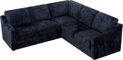 89" Chenille Sectional Sofa with High Density Sponge, Modern 5-Seats Corner Couch with Deep Seat, Comfy Modular L Shaped Couch with Comfortable Back Cushions for Living Room, Blue