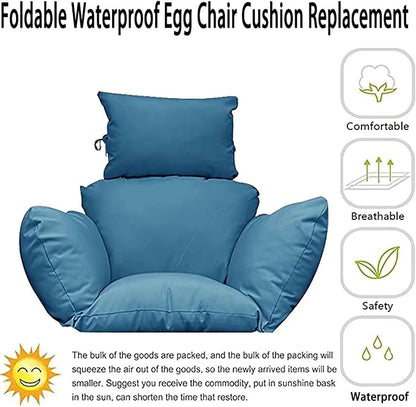 Indoor Outdoor Egg Chair Cushion Thick Printed Hanging Chair Cushions Soft Seat Pad for Patio Garden Bedroom Navy Green