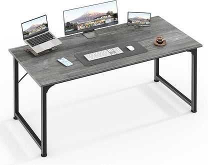 Huuger Computer Desk, 48 Inch Office Desk, Gaming Desk with Storage, Writing Desk Work Desk for Home Office, Study, Modern Simple Desk, Large Legroom, Metal Frame, Grey