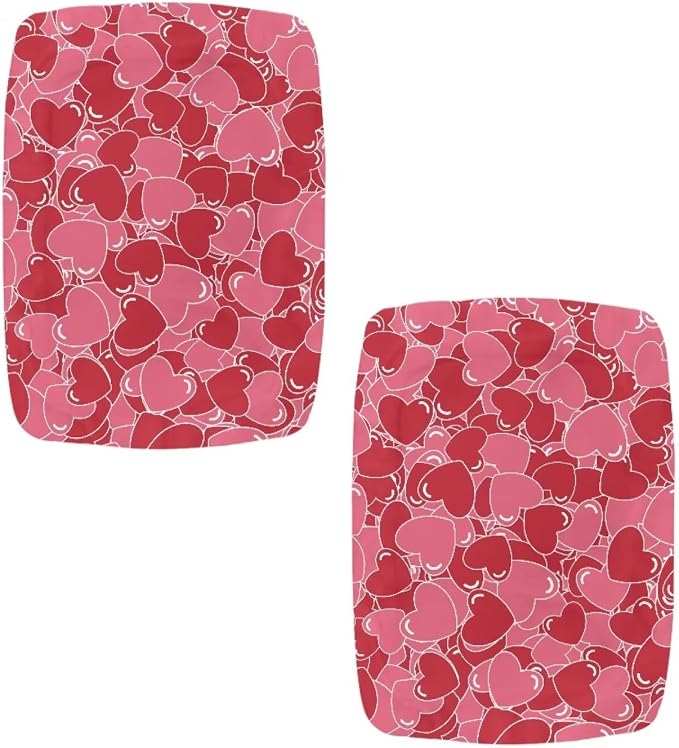 Hearts Print Bar Stool Covers Set of 2 Valentines Decorations Rectangle Vanity Stool Cover Valentine Holiday Party Counter Stool Bar Chair Covers for Kitchen Pub Dining Room