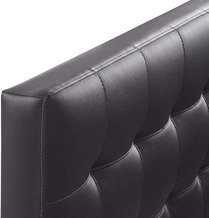 Modway Lily Tufted Faux Leather Upholstered Twin Headboard in Brown