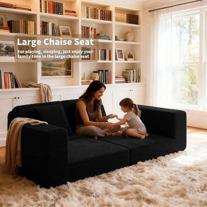 FILUXE Modular Sectional Sofa, Modern Modular Sofa Couch with Deep Seat，Comfy Cloud Couch, Sectional Couches for Living Room, Bedroom and Apartment，2-Seater，Black