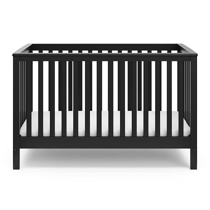Storkcraft Hillcrest 4-in-1 Convertible Crib (Black) - Converts to Daybed, Toddler Bed, and Full-Size Bed, Fits Standard Full-Size Crib Mattress, Adjustable Mattress Support Base