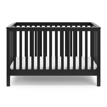 Storkcraft Hillcrest 4-in-1 Convertible Crib (Black) - Converts to Daybed, Toddler Bed, and Full-Size Bed, Fits Standard Full-Size Crib Mattress, Adjustable Mattress Support Base