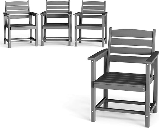 UDPATIO HDPE Patio Dining Set of 4, Heavy Duty Extra-Wide Outdoor Chairs with 360 lb Load Capacity, Easy to Assembly, All-Weather Seating for Patio, Pool, Garden, Backyard