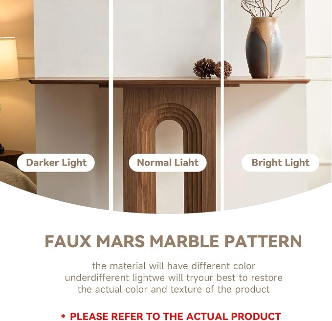 LKTART 47" MDF Console Table for Entryway, Narrow Entryway Table with Unique Loopback Design, Couch Table Behind Sofa with Single Loop-Leg for Living Room Hallway Foyer, Walnut
