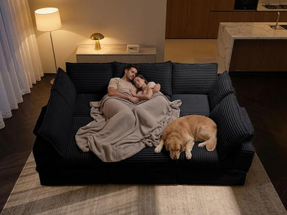 Upgrade Boneless Couch with Storage, Extra Deep&High Seat Modular Sectional Sofa 5 Seater U Shaped Couch with Ottoman, Tool-Free Assembly Sectional Couches for Living Room