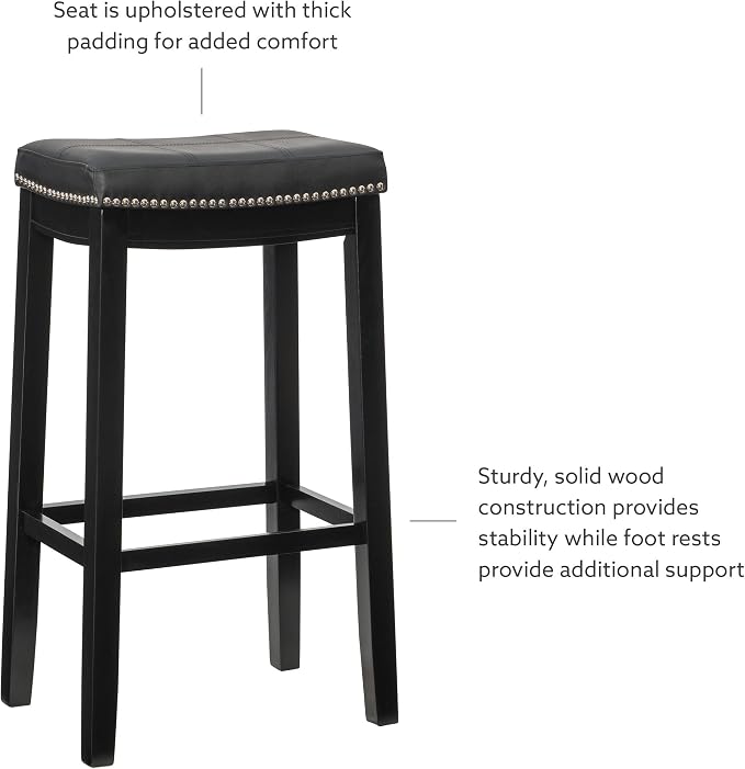 Linon Claridge Bar, Black Stool, 32" X 18.75" X 13"