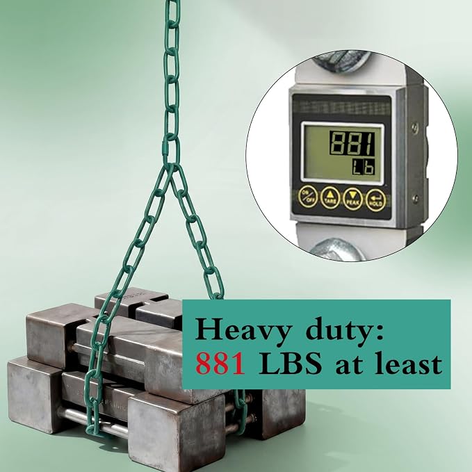 Heavy Duty Porch Swing Hanging Chain Kit (2 Pack) 1500 Lbs Capacity, Up to 7.1ft Length- Rustproof Zinc-Plated, 4 Quick Links & 2 Y-Chain Assemblies, Indoor/Outdoor Hanging Hardware(Green)